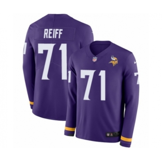 Men's Nike Minnesota Vikings 71 Riley Reiff Limited Purple Therma Long Sleeve NFL Jersey