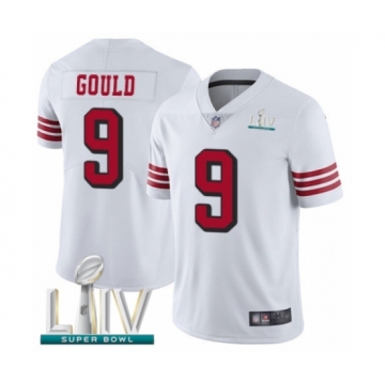 Youth San Francisco 49ers 9 Robbie Gould Limited White Rush Vapor Untouchable Super Bowl LIV Bound Football Jersey