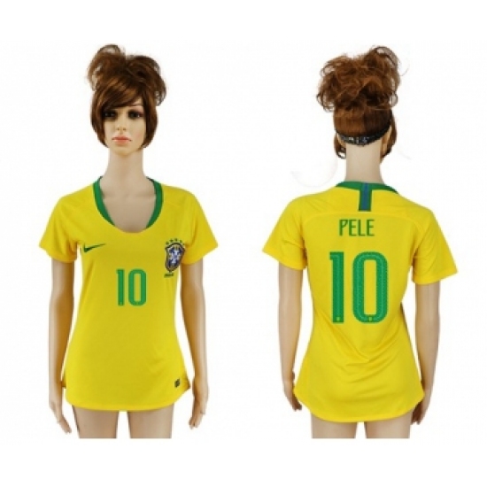 Women's Brazil 10 Pele Home Soccer Country Jersey