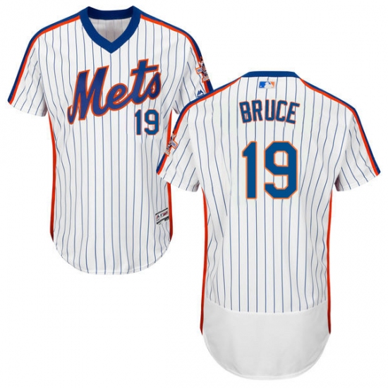 Men's Majestic New York Mets 19 Jay Bruce White Alternate Flex Base Authentic Collection MLB Jersey