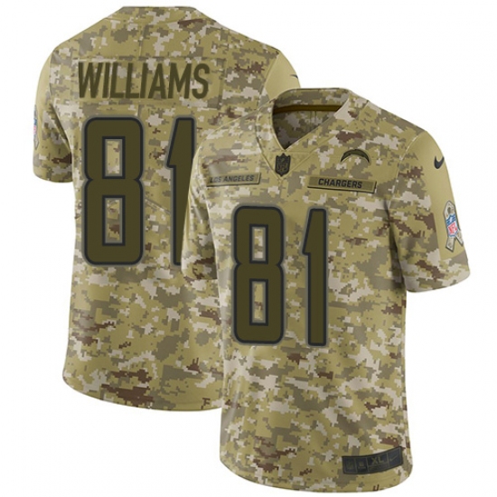 Men's Nike Los Angeles Chargers 81 Mike Williams Limited Camo 2018 Salute to Service NFL Jersey