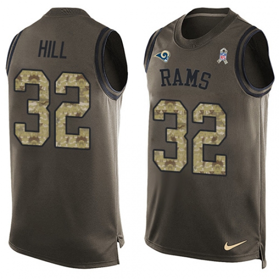 Men's Nike Los Angeles Rams 32 Troy Hill Limited Green Salute to Service Tank Top NFL Jersey