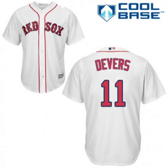 Youth Majestic Boston Red Sox 11 Rafael Devers Replica White Home Cool Base MLB Jersey