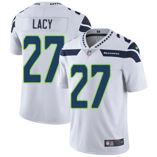 Men's Nike Seattle Seahawks 27 Eddie Lacy White Vapor Untouchable Limited Player NFL Jersey