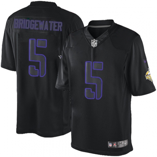 Men's Nike Minnesota Vikings 5 Teddy Bridgewater Limited Black Impact NFL Jersey