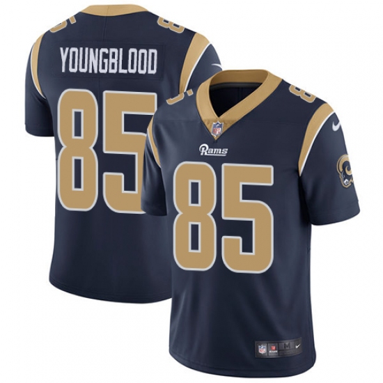 Men's Nike Los Angeles Rams 85 Jack Youngblood Navy Blue Team Color Vapor Untouchable Limited Player NFL Jersey