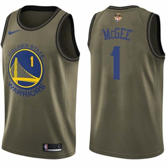 Youth Nike Golden State Warriors 1 JaVale McGee Swingman Green Salute to Service 2018 NBA Finals Bound NBA Jersey