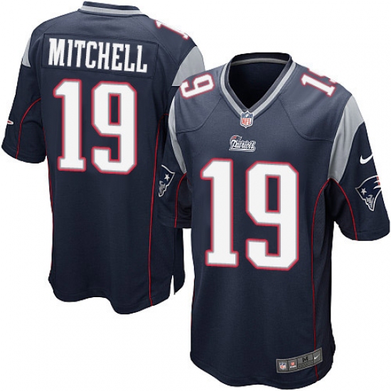 Men's Nike New England Patriots 19 Malcolm Mitchell Game Navy Blue Team Color NFL Jersey