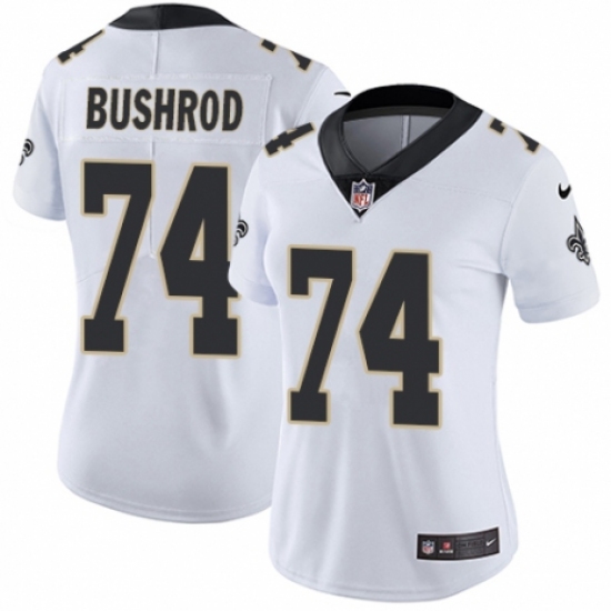 Women's Nike New Orleans Saints 74 Jermon Bushrod White Vapor Untouchable Limited Player NFL Jersey
