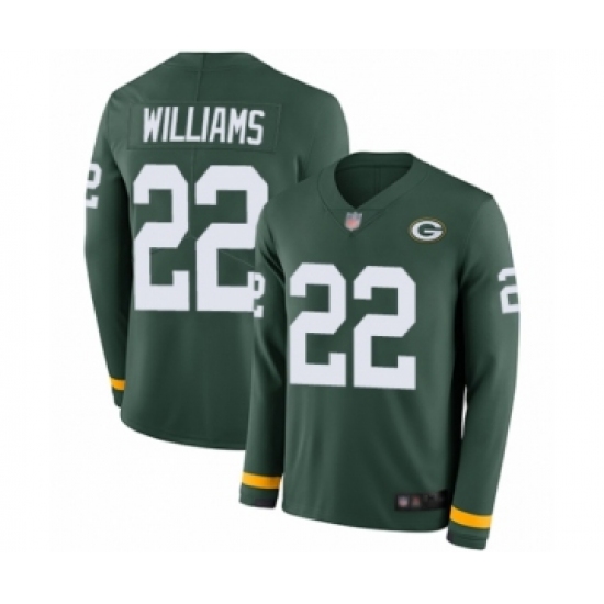 Men's Green Bay Packers 22 Dexter Williams Limited Green Therma Long Sleeve Football Jersey