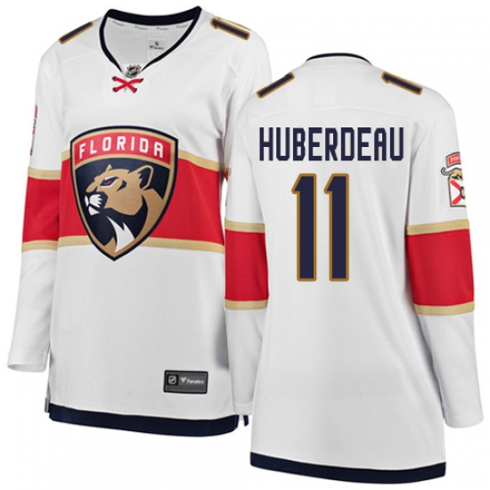 Women's Florida Panthers 11 Jonathan Huberdeau Authentic White Away Fanatics Branded Breakaway NHL Jersey