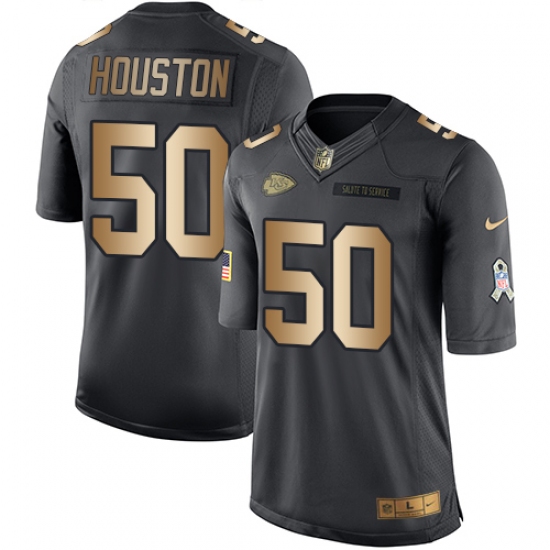 Men's Nike Kansas City Chiefs 50 Justin Houston Limited Black/Gold Salute to Service NFL Jersey