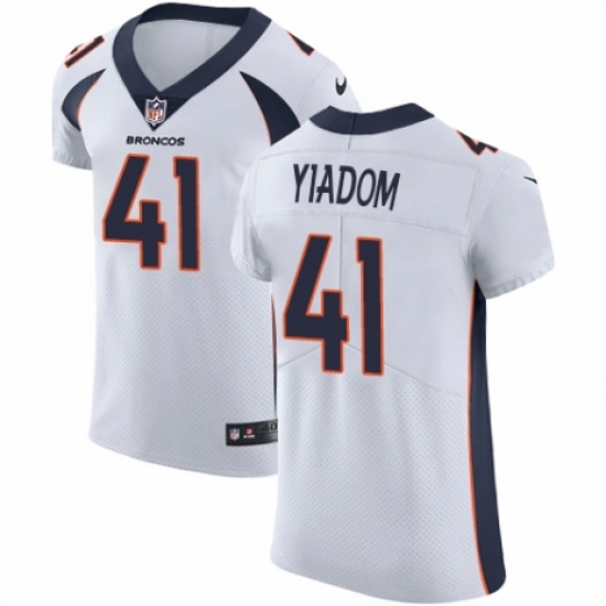 Men's Nike Denver Broncos 41 Isaac Yiadom White Vapor Untouchable Elite Player NFL Jersey