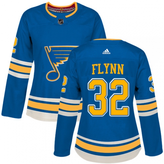Women's Adidas St. Louis Blues 32 Brian Flynn Authentic Navy Blue Alternate NHL Jersey