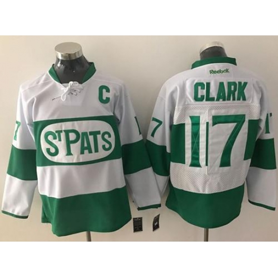 Toronto Maple Leafs 17 Wendel Clark White Green St. Patrick's Day Stitched NHL Jersey