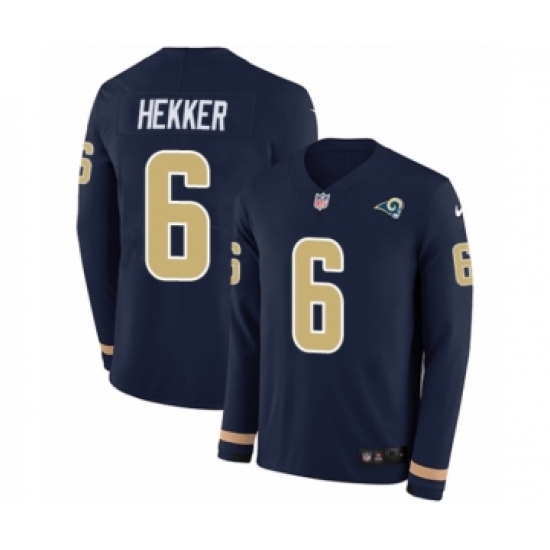 Men's Nike Los Angeles Rams 6 Johnny Hekker Limited Navy Blue Therma Long Sleeve NFL Jersey