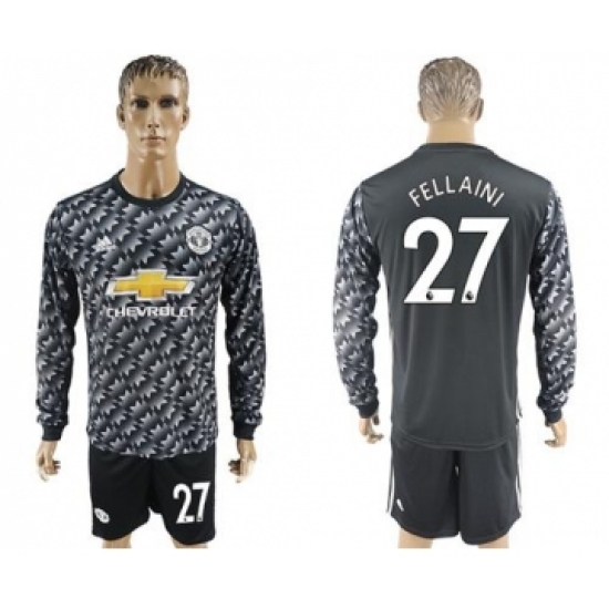 Manchester United 27 Fellaini Black Long Sleeves Soccer Club Jersey