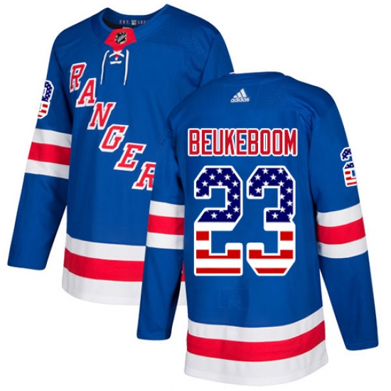 Youth Adidas New York Rangers 23 Jeff Beukeboom Authentic Royal Blue USA Flag Fashion NHL Jersey