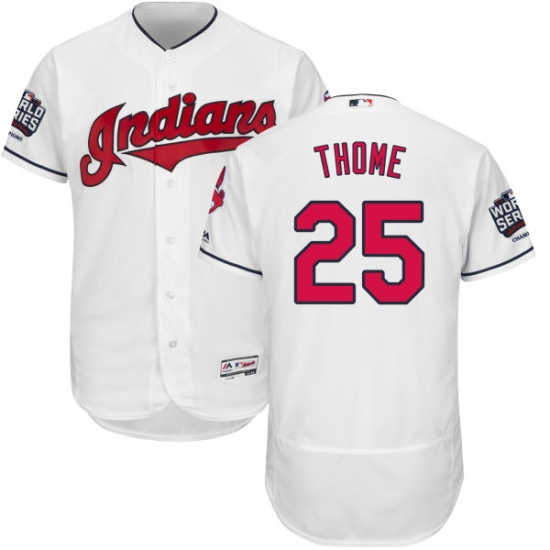 Men's Majestic Cleveland Indians 25 Jim Thome White 2016 World Series Bound Flexbase Authentic Collection MLB Jersey