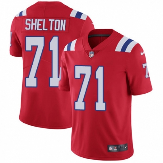 Men's Nike New England Patriots 71 Danny Shelton Red Alternate Vapor Untouchable Limited Player NFL Jersey