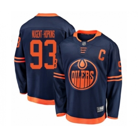 Youth Edmonton Oilers 93 Ryan Nugent-Hopkins Authentic Navy Blue Alternate Fanatics Branded Breakaway Hockey Jersey