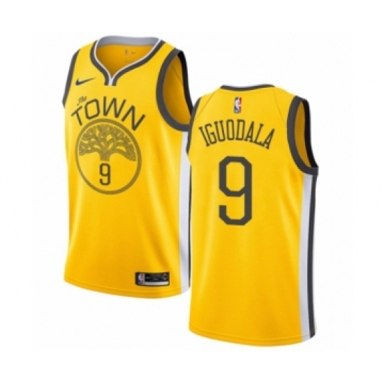 Men's Nike Golden State Warriors 9 Andre Iguodala Yellow Swingman Jersey - Earned Edition