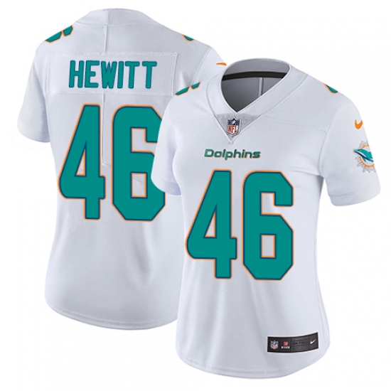 Women's Nike Miami Dolphins 46 Neville Hewitt Elite White NFL Jersey