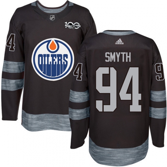 Men's Adidas Edmonton Oilers 94 Ryan Smyth Authentic Black 1917-2017 100th Anniversary NHL Jersey