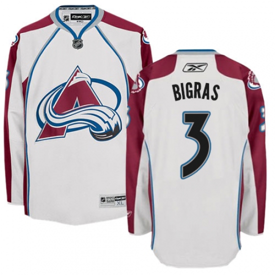 Youth Reebok Colorado Avalanche 3 Chris Bigras Authentic White Away NHL Jersey