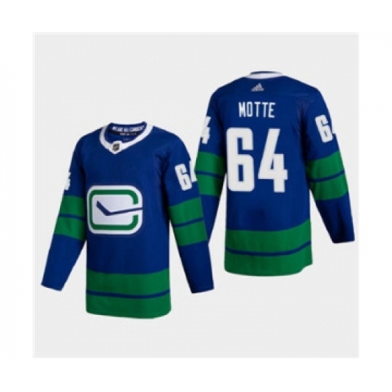 Men's Vancouver Canucks 64 Tyler Motte 2020-21 Authentic Player Alternate Stitched Hockey Jersey Blue
