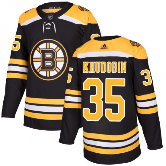 Men's Adidas Boston Bruins 35 Anton Khudobin Premier Black Home NHL Jersey