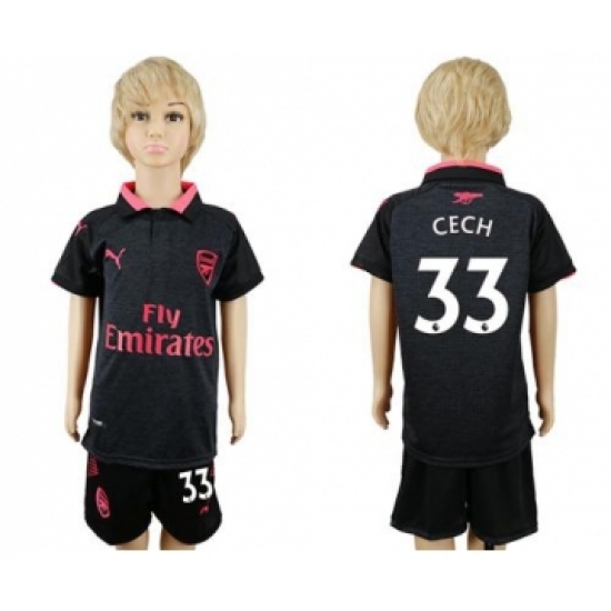 Arsenal 33 Cech Sec Away Kid Soccer Club Jersey