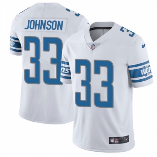Men's Nike Detroit Lions 33 Kerryon Johnson White Vapor Untouchable Limited Player NFL Jersey