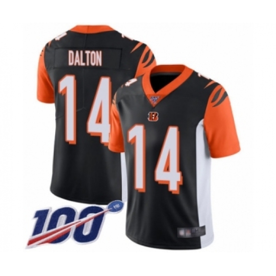Men's Cincinnati Bengals 14 Andy Dalton Black Team Color Vapor Untouchable Limited Player 100th Season Football Jersey
