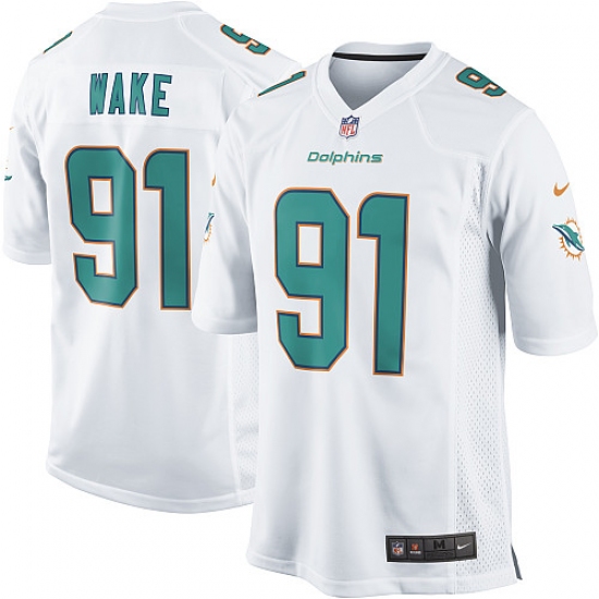 Youth Nike Miami Dolphins 91 Cameron Wake Game White NFL Jersey