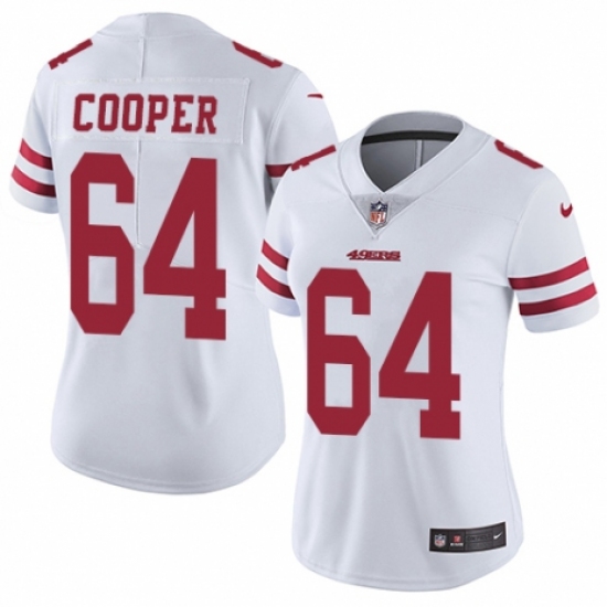 Women's Nike San Francisco 49ers 64 Jonathan Cooper White Vapor Untouchable Limited Player NFL Jersey