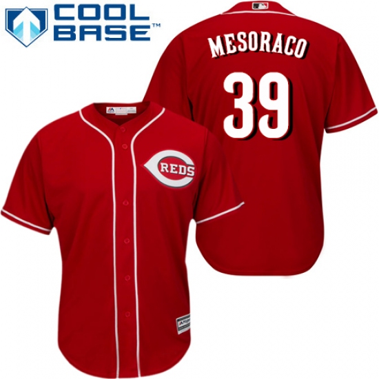 Youth Majestic Cincinnati Reds 39 Devin Mesoraco Authentic Red Alternate Cool Base MLB Jersey
