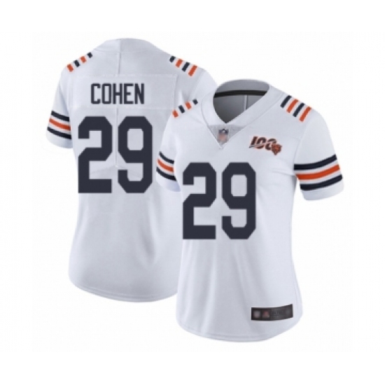 Women's Chicago Bears 29 Tarik Cohen White 100th Season Limited Football Jersey