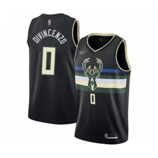 Men's Milwaukee Bucks 0 Donte DiVincenzo Authentic Black Finished Basketball Jersey - Statement Edition