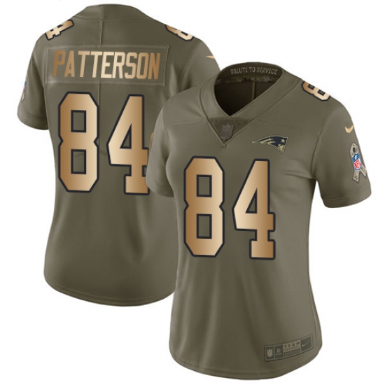 Women's Nike New England Patriots 84 Cordarrelle Patterson Limited Olive Gold 2017 Salute to Service NFL Jersey