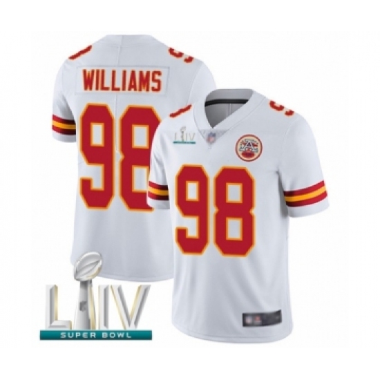 Men's Kansas City Chiefs 98 Xavier Williams White Vapor Untouchable Limited Player Super Bowl LIV Bound Football Jersey