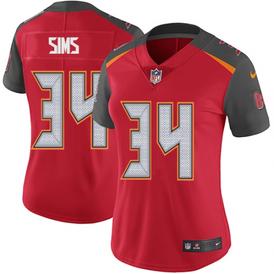 Women's Nike Tampa Bay Buccaneers 34 Charles Sims Elite Red Team Color NFL Jersey