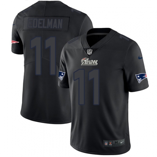 Men's Nike New England Patriots 11 Julian Edelman Limited Black Rush Impact NFL Jersey