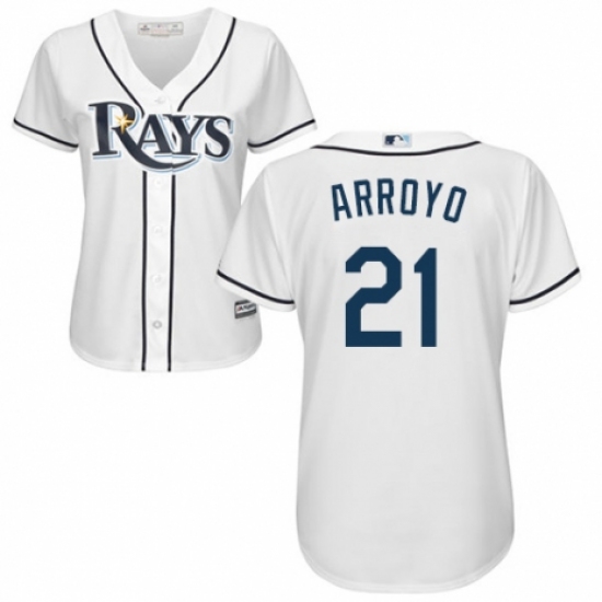 Women's Majestic Tampa Bay Rays 21 Christian Arroyo Authentic White Home Cool Base MLB Jersey