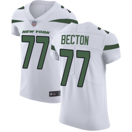 Men's New York Jets 77 Mekhi Becton White Stitched New Elite Jersey