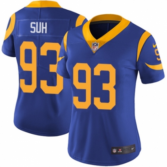 Women's Nike Los Angeles Rams 93 Ndamukong Suh Royal Blue Alternate Vapor Untouchable Elite Player NFL Jersey