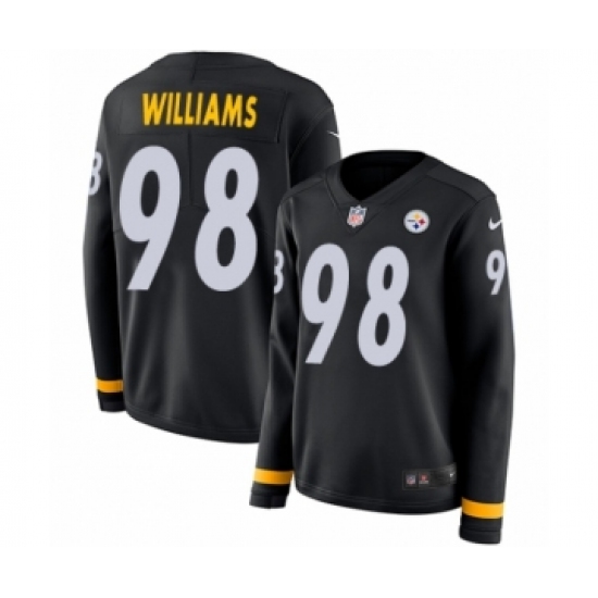 Women's Nike Pittsburgh Steelers 98 Vince Williams Limited Black Therma Long Sleeve NFL Jersey