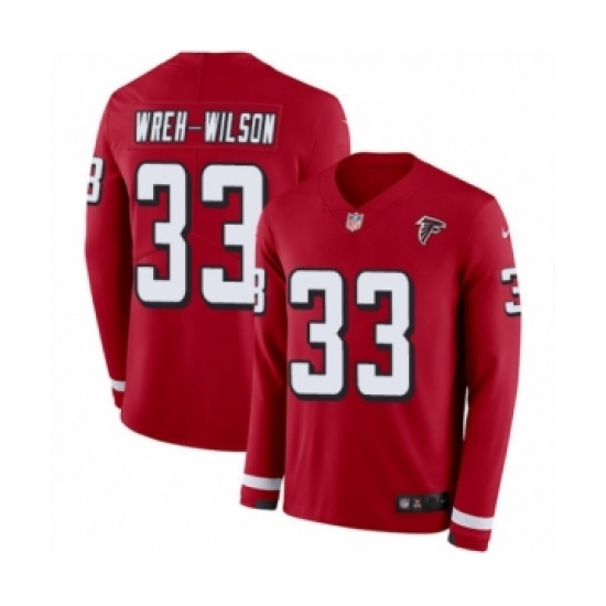 Youth Nike Atlanta Falcons 33 Blidi Wreh-Wilson Limited Red Therma Long Sleeve NFL Jersey
