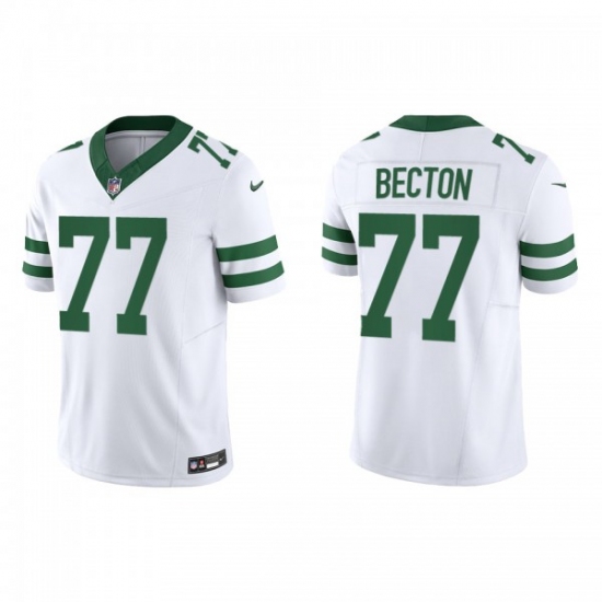 Men's Nike New York Jets 77 Mekhi Becton White 2023 F.U.S.E. Vapor Limited Throwback Stitched Football Jersey