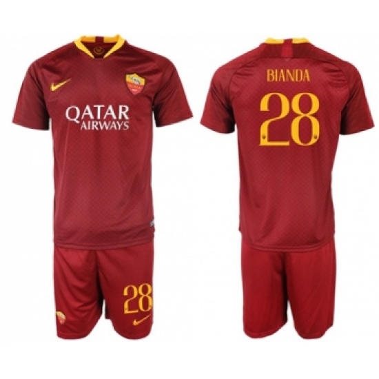 Roma 28 Bianda Red Home Soccer Club Jersey